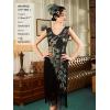 imageSWEETV 1920s Vintage Peacock Flapper Dresses Sequin Fringed Gatsby Dress with HeadbandBlack