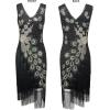 imageSWEETV 1920s Vintage Peacock Flapper Dresses Sequin Fringed Gatsby Dress with HeadbandBlack