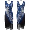 imageSWEETV 1920s Vintage Peacock Flapper Dresses Sequin Fringed Gatsby Dress with HeadbandBlue