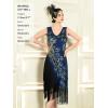 imageSWEETV 1920s Vintage Peacock Flapper Dresses Sequin Fringed Gatsby Dress with HeadbandBlue