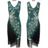 imageSWEETV 1920s Vintage Peacock Flapper Dresses Sequin Fringed Gatsby Dress with HeadbandGreen