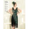 imageSWEETV 1920s Vintage Peacock Flapper Dresses Sequin Fringed Gatsby Dress with HeadbandGreen
