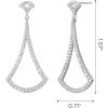 imageSWEETV Cubic Zirconia Statement Earrings for Women Silver Rhinestone Drop Dangle Earrings for Wedding Bridal Prom Formal Party Gifts Frame Earrings Jewelry CollectionsFan HoopsSilver