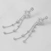 imageSWEETV Flower Wedding Earrings for Brides Crystal Bridal Earrings Silver Rhinestone Tassel Dangle Drop Earrings for Women Mothers Day Gifts Prom Dressy JewerlyStyle4Silver