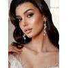imageSWEETV Flower Wedding Earrings for Brides Crystal Bridal Earrings Silver Rhinestone Tassel Dangle Drop Earrings for Women Mothers Day Gifts Prom Dressy JewerlyStyle5Silver