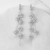 imageSWEETV Flower Wedding Earrings for Brides Crystal Bridal Earrings Silver Rhinestone Tassel Dangle Drop Earrings for Women Mothers Day Gifts Prom Dressy JewerlyStyle5Silver