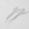 imageSWEETV Flower Wedding Earrings for Brides Crystal Bridal Earrings Silver Rhinestone Tassel Dangle Drop Earrings for Women Mothers Day Gifts Prom Dressy JewerlyStyle3Silver