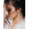 imageSWEETV Flower Wedding Earrings for Brides Crystal Bridal Earrings Silver Rhinestone Tassel Dangle Drop Earrings for Women Mothers Day Gifts Prom Dressy JewerlyStyle5Silver