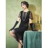 imageSWEETV Great Gatsby Lace Neck Flapper Dress  1920s Dress for Women With Sleeve  Roaring 20s CostumeBlack