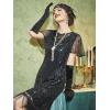 imageSWEETV Great Gatsby Lace Neck Flapper Dress  1920s Dress for Women With Sleeve  Roaring 20s CostumeBlackcolorful