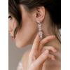 imageSWEETV Marquise Cubic Zirconia Wedding Bridal Chandelier Earrings for Brides Crystal Rhinestone Drop Dangle Earrings for Women Prom Party Jewelry GiftsSilver