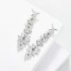 imageSWEETV Marquise Cubic Zirconia Wedding Bridal Chandelier Earrings for Brides Crystal Rhinestone Drop Dangle Earrings for Women Prom Party Jewelry GiftsSilver