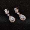 imageSWEETV Teardrop Wedding Bridal Earrings for Brides Birdesmaids Crystal Cubic Zirconia Bridal Drop Earrings for Wedding Women PromRose Gold