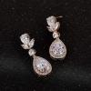 imageSWEETV Teardrop Wedding Bridal Earrings for Brides Birdesmaids Crystal Cubic Zirconia Bridal Drop Earrings for Wedding Women PromRose Gold