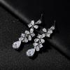 imageSWEETV Wedding Earrings for Brides Cubic Zirconia Teardrop Dangle Bridal Earrings for Wedding Bridesmaid Prom Earrings for WomenSilver
