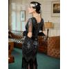 imageSWEETV Womens Flapper Dresses 1920s Fringed Sequin Great Gatsby Dress with 20s Accessories Roaring 20s CostumesBlack Silver