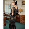 imageSWEETV Womens Flapper Dresses 1920s Fringed Sequin Great Gatsby Dress with 20s Accessories Roaring 20s CostumesBlackgold
