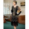 imageSWEETV Womens Flapper Dresses 1920s Fringed Sequin Great Gatsby Dress with 20s Accessories Roaring 20s CostumesBlackgold