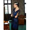 imageSWEETV Womens Flapper Dresses 1920s Fringed Sequin Great Gatsby Dress with 20s Accessories Roaring 20s CostumesBlue