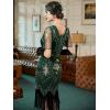 imageSWEETV Womens Flapper Dresses 1920s Fringed Sequin Great Gatsby Dress with 20s Accessories Roaring 20s CostumesGreen