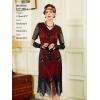 imageSWEETV Womens Flapper Dresses 1920s Fringed Sequin Great Gatsby Dress with 20s Accessories Roaring 20s CostumesRed