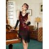 imageSWEETV Womens Vintage Flapper Dress 1920sGreat Gatsby Sequin Fringe dresses with 20s Accessories Set For Party PromBlackred