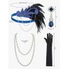 imageSWEETV Womens Vintage Flapper Dress 1920sGreat Gatsby Sequin Fringe dresses with 20s Accessories Set For Party PromBlue