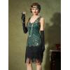 imageSWEETV Womens Vintage Flapper Dress 1920sGreat Gatsby Sequin Fringe dresses with 20s Accessories Set For Party PromGreen