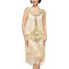 imageSWEETV 1920s Sleeveless Flapper Dresses Scoop Neck Great Gatsby Dresses Fringed Sequin Roaring 20s Dress Cocktail DressChampagne