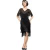 imageSWEETV 1920s Vintage Flapper Dresses for Women Fringed Great Gatsby Dresses Roaring 20s Dress with SleeveBlacksilver
