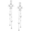 imageSWEETV Flower Wedding Earrings for Brides Crystal Bridal Earrings Silver Rhinestone Tassel Dangle Drop Earrings for Women Mothers Day Gifts Prom Dressy JewerlyStyle4Silver