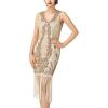 imageSWEETV Women 1920s Vintage Flapper Dress Long Fringed Sequin VNeck Gatsby Dresses for Roaring 20s Cocktail Party
