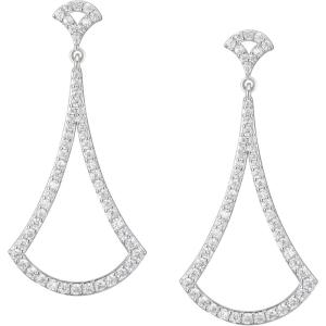 imageSWEETV Cubic Zirconia Statement Earrings for Women Silver Rhinestone Drop Dangle Earrings for Wedding Bridal Prom Formal Party Gifts Frame Earrings Jewelry CollectionsFan HoopsSilver