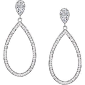 imageSWEETV Cubic Zirconia Statement Earrings for Women Silver Rhinestone Drop Dangle Earrings for Wedding Bridal Prom Formal Party Gifts Frame Earrings Jewelry CollectionsStyle1Silver
