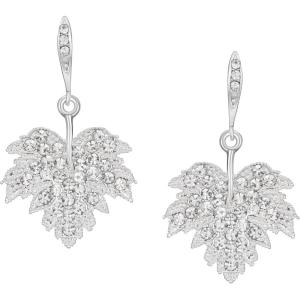 imageSWEETV Cubic Zirconia Statement Earrings for Women Silver Rhinestone Drop Dangle Earrings for Wedding Bridal Prom Formal Party Gifts Frame Earrings Jewelry CollectionsStyle9Maple Leaf