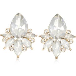 imageSWEETV Sparkly Cluster Rhinestone Earrings for Women Fancy Crystal Wedding Bridal Stud Earrings for BridesBridesmaid Prom Formal Vintage Party Jewelry GiftsClearGold Tone