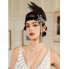 imageSWEETV 1920s Flapper Feather Headband Sequined Roaring 20s Gatsby Showgirl Headpiece Hair AccessoriesF02 White