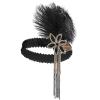 imageSWEETV 1920s Flapper Feather Headband Sequined Roaring 20s Gatsby Showgirl Headpiece Hair AccessoriesF03 Gold
