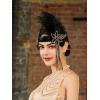 imageSWEETV 1920s Flapper Feather Headband Sequined Roaring 20s Gatsby Showgirl Headpiece Hair AccessoriesF03 Gold