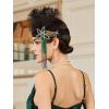 imageSWEETV 1920s Flapper Feather Headband Sequined Roaring 20s Gatsby Showgirl Headpiece Hair AccessoriesF04 Green