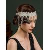 imageSWEETV 1920s Flapper Headband Vintage Roaring 20s Great Gatsby Headpiece Silver Hair Accessories for WomenF02 Silver