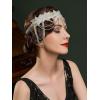 imageSWEETV 1920s Flapper Headband Vintage Roaring 20s Great Gatsby Headpiece Silver Hair Accessories for WomenF02 Silver