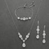 imageSWEETV 3 Pack Cubic Zirconia Bridal Jewelry Sets for Wedding Crystal Necklace Dangle Earring Bracelet Jewelry Sets for Women Prom Costume Jewelry Gifts01Silver