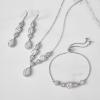 imageSWEETV 3 Pack Cubic Zirconia Bridal Jewelry Sets for Wedding Crystal Necklace Dangle Earring Bracelet Jewelry Sets for Women Prom Costume Jewelry Gifts01Silver