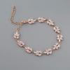 imageSWEETV Bracelet Wedding Bridal for BridesBridesmaidCrystal Cubic Zirconia Bracelet Leaf Vine Vintage StyleRose Gold