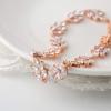 imageSWEETV Bracelet Wedding Bridal for BridesBridesmaidCrystal Cubic Zirconia Bracelet Leaf Vine Vintage StyleRose Gold