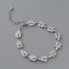 imageSWEETV Bracelet Wedding Bridal for BridesBridesmaidCrystal Cubic Zirconia Bracelet Leaf Vine Vintage StyleSilver