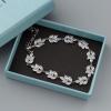 imageSWEETV Bracelet Wedding Bridal for BridesBridesmaidCrystal Cubic Zirconia Bracelet Leaf Vine Vintage StyleSilver