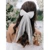 imageSWEETV Bridal Hair Bow Veil White Bow Clip Bachelorette Party Decorations Pearl Accessories Bride to Be Bridal Shower GiftPatternA