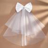 imageSWEETV Bridal Hair Bow Veil White Bow Clip Bachelorette Party Decorations Pearl Accessories Bride to Be Bridal Shower GiftPatternB